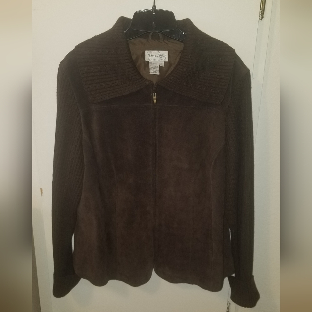 Nordstrom Dark Brown Leather Sweater/Jacket
